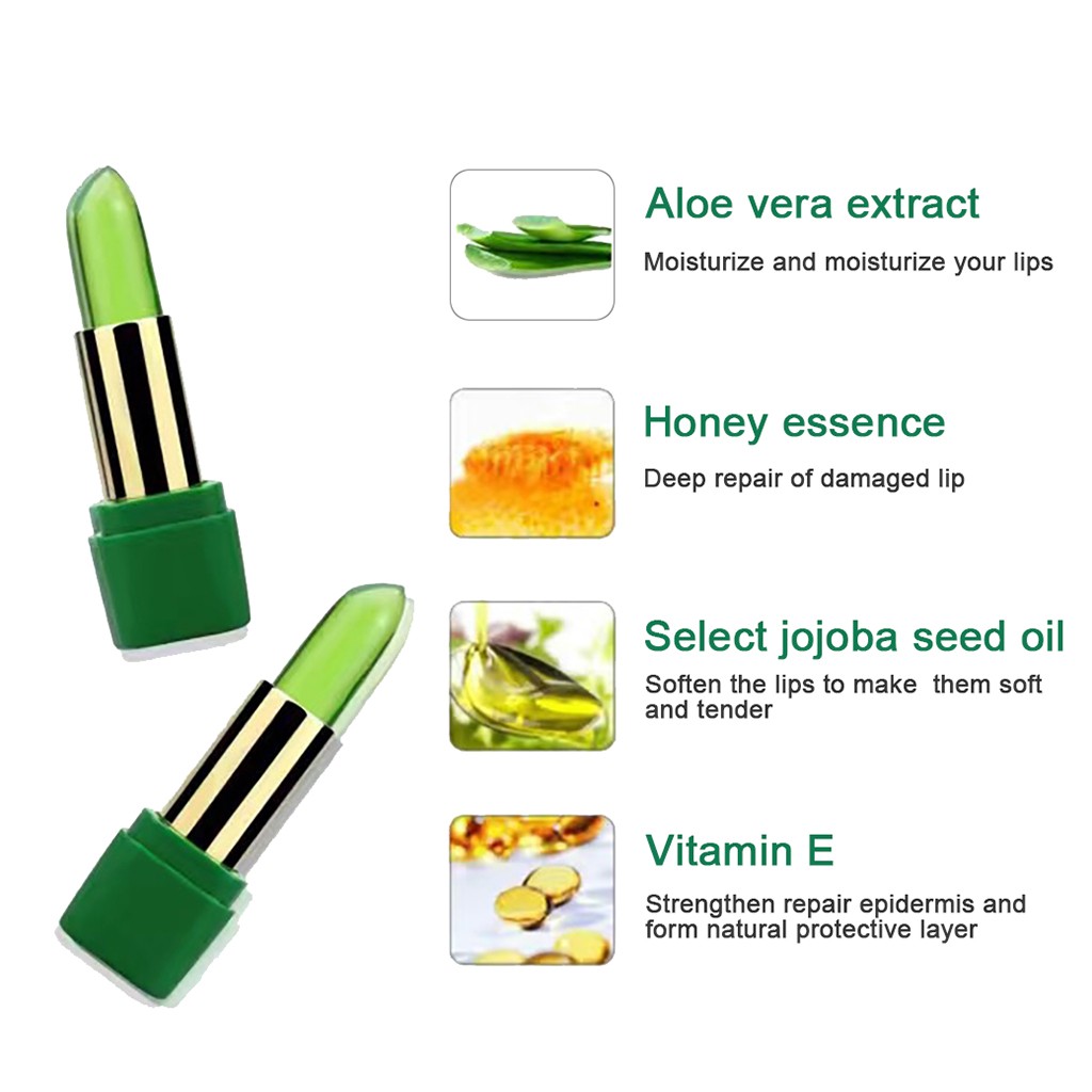 Color Changing Tinted Lip Balm New Women's Fashion Lipstick Aloe Vera Lipstick Moisturizing Long Lasting Lipstick Dropshipping