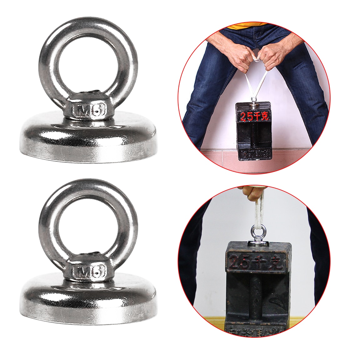 4 Sizes Strong Powerful Round Neodymium Magnet hook salvage magnet sea Fishing equipment Holder Pulling Mounting Pot with ring