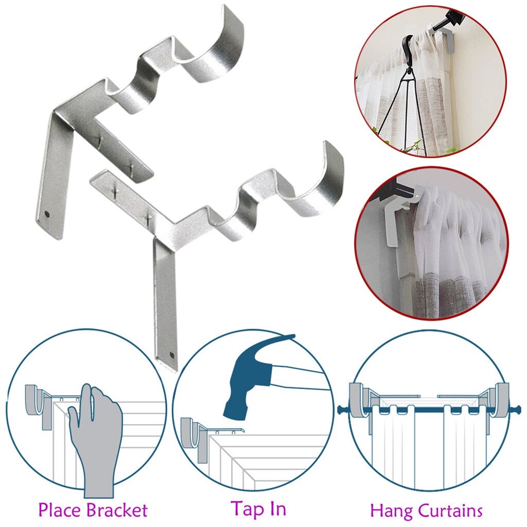 Double Curtain Rod Brackets Easy Curtain Installation Funiyou