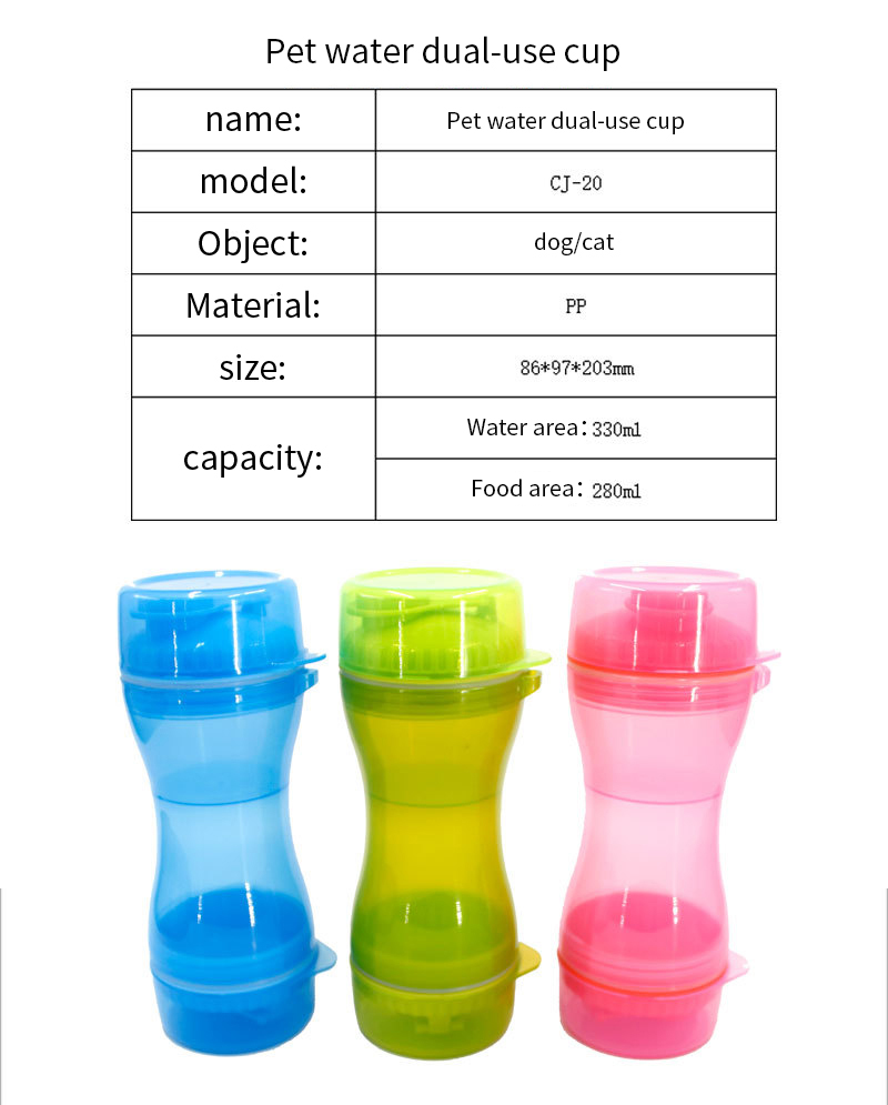 Portable Dog Water Bottle Food Container 3 in 1 Travel Pet Bowl For Puppy Cat Outdoor Drinking Bowl Water Food Dispenser Feeder