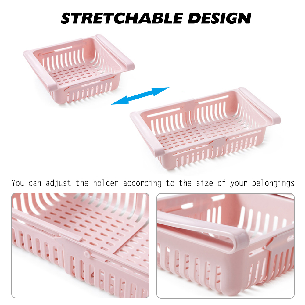 Adjustable Stretchable Refrigerator Organizer Drawer Basket Refrigerator Pull-out Drawers Fresh Spacer Layer Storage Rack