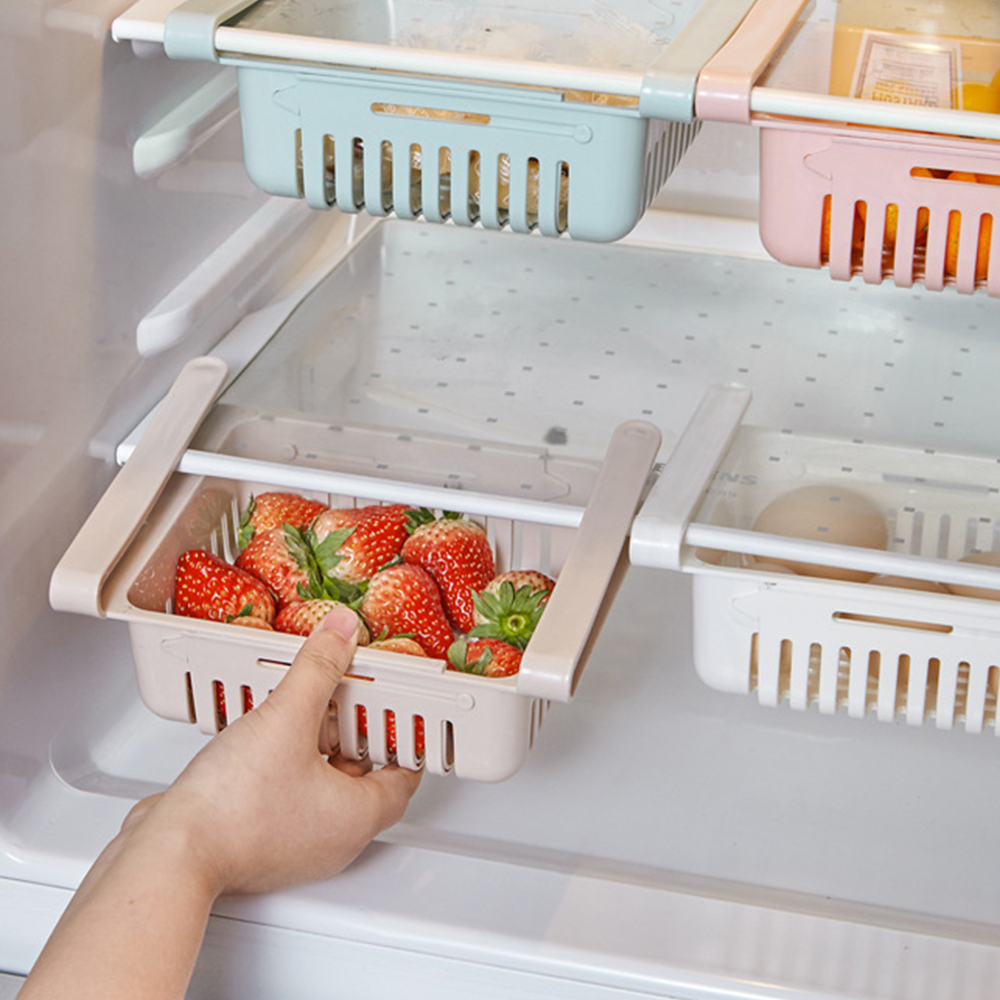 Adjustable Stretchable Refrigerator Organizer Drawer Basket Refrigerator Pull-out Drawers Fresh Spacer Layer Storage Rack