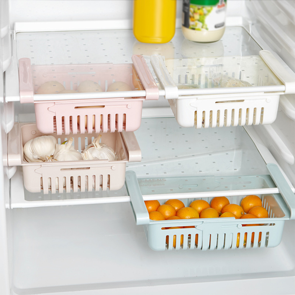 Adjustable Stretchable Refrigerator Organizer Drawer Basket Refrigerator Pull-out Drawers Fresh Spacer Layer Storage Rack