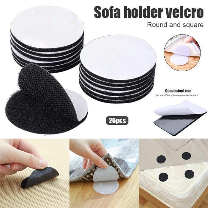 25pcs Antiskid Pad for Sofa Cushions Furniture Adhesive Hook and Loop Fastener DC156