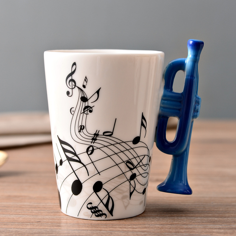 Creative Guitar Ceramic Cup Personality Novelty Music Note Milk Coffee Tea Cup Juice Lemon Mug Home Office Drinkware Unique Gift