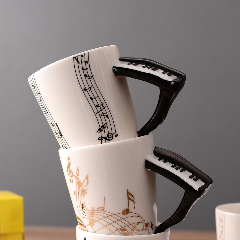 Creative Guitar Ceramic Cup Personality Novelty Music Note Milk Coffee Tea Cup Juice Lemon Mug Home Office Drinkware Unique Gift