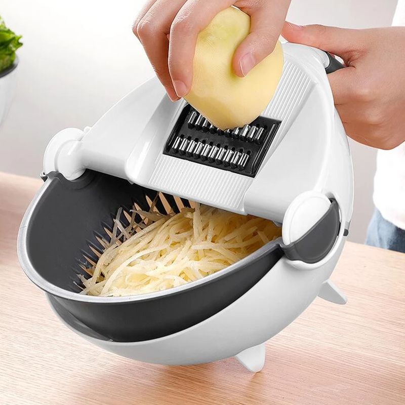 Magic Multifunctional Rotate Vegetable Cutter With Drain Basket Kitchen Veggie Fruit Shredder Grater Slicer Drop Shipping