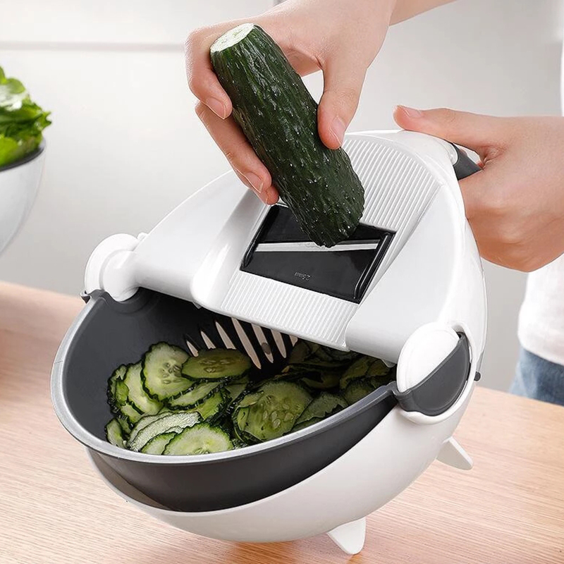 Magic Multifunctional Rotate Vegetable Cutter With Drain Basket Kitchen Veggie Fruit Shredder Grater Slicer Drop Shipping