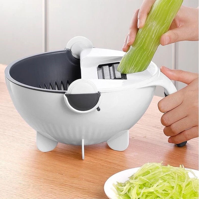 Magic Multifunctional Rotate Vegetable Cutter With Drain Basket Kitchen Veggie Fruit Shredder Grater Slicer Drop Shipping