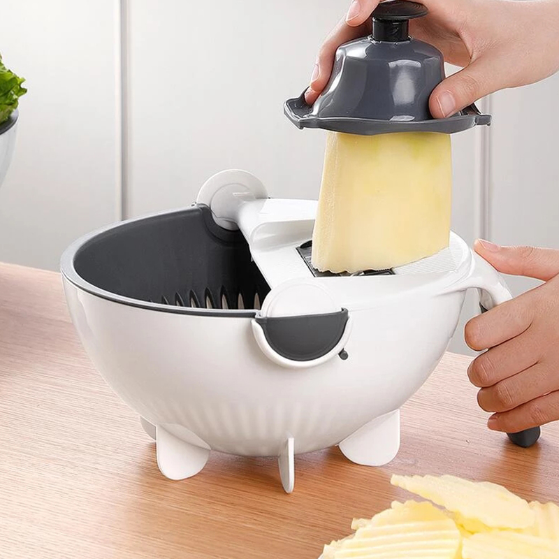 Magic Multifunctional Rotate Vegetable Cutter With Drain Basket Kitchen Veggie Fruit Shredder Grater Slicer Drop Shipping