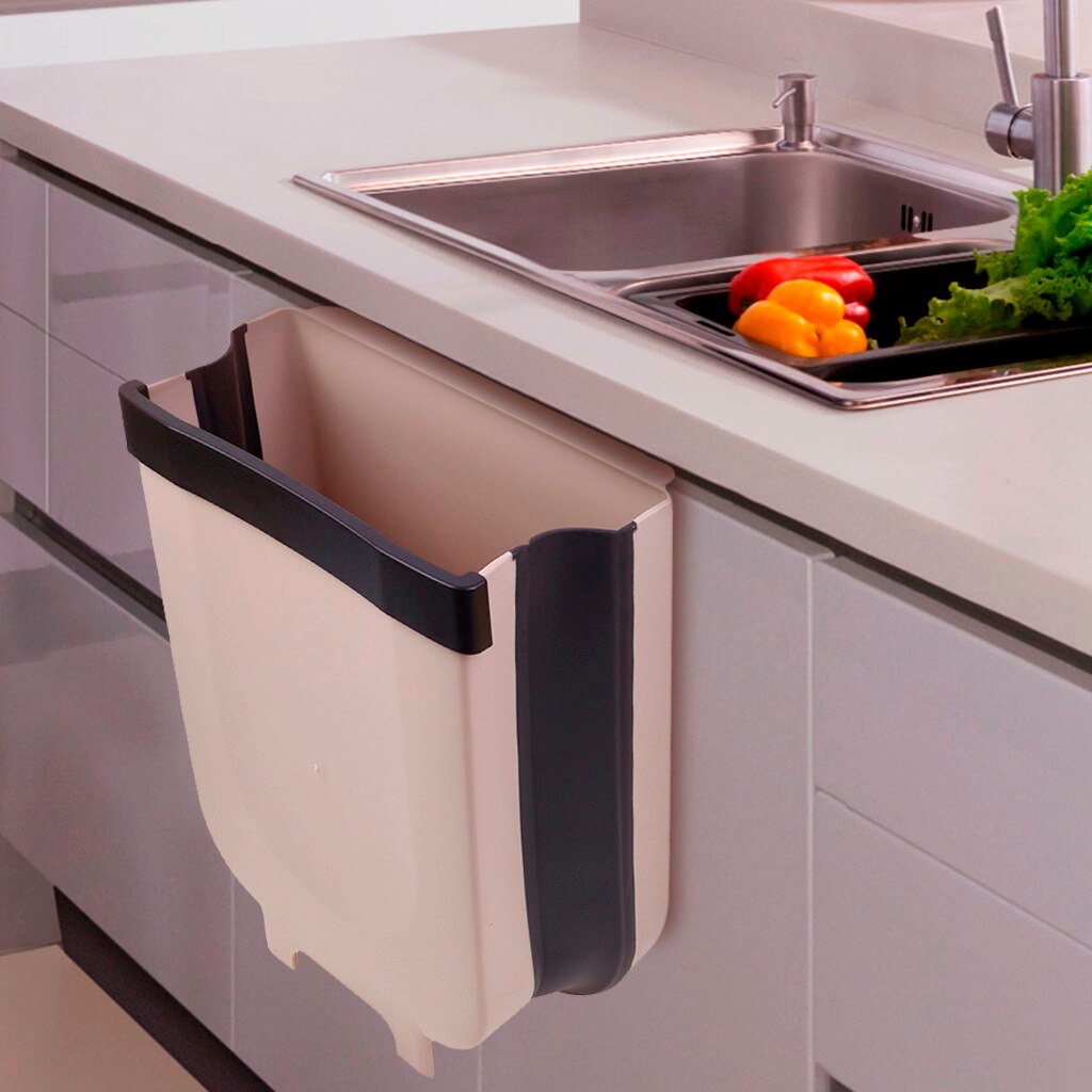 2020 Newest Hot Creative Wall Mounted Folding Waste Bin Kitchen Cabinet Door Hanging Trash Can Waste Bins
