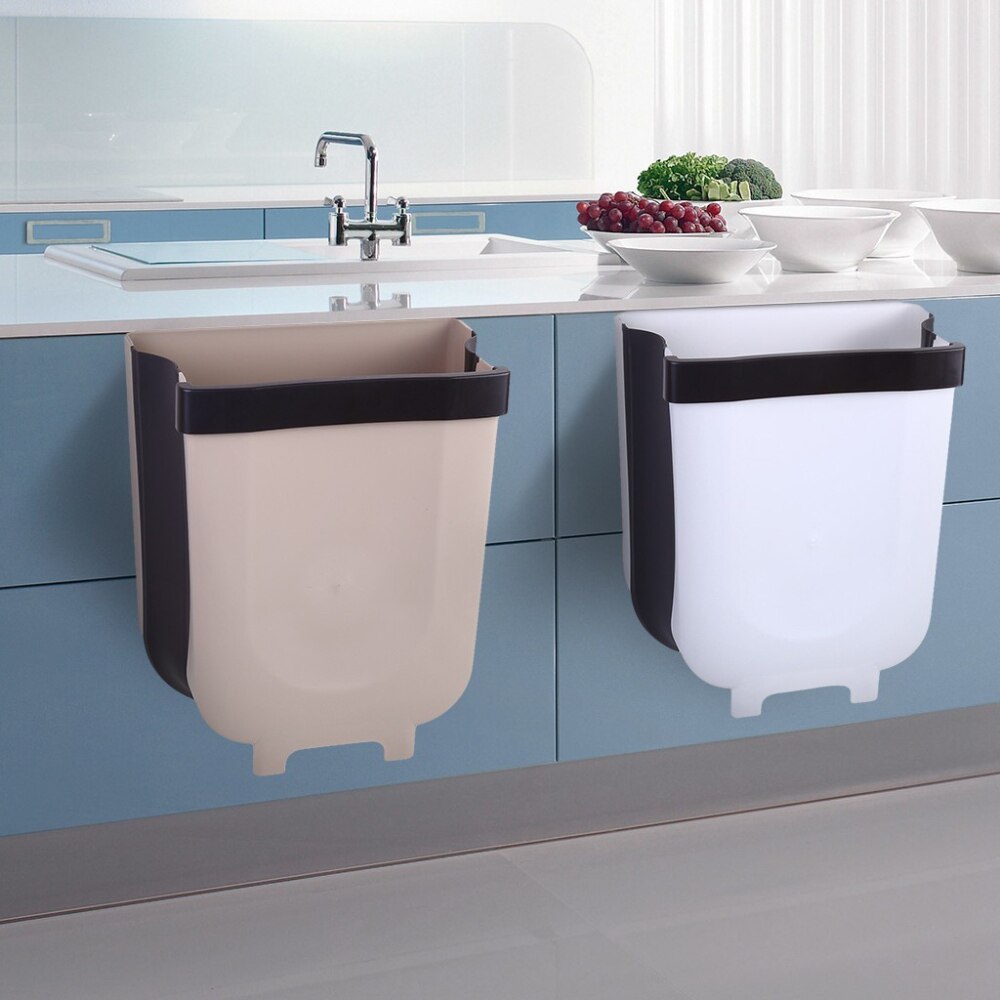 2020 Newest Hot Creative Wall Mounted Folding Waste Bin Kitchen Cabinet Door Hanging Trash Can Waste Bins