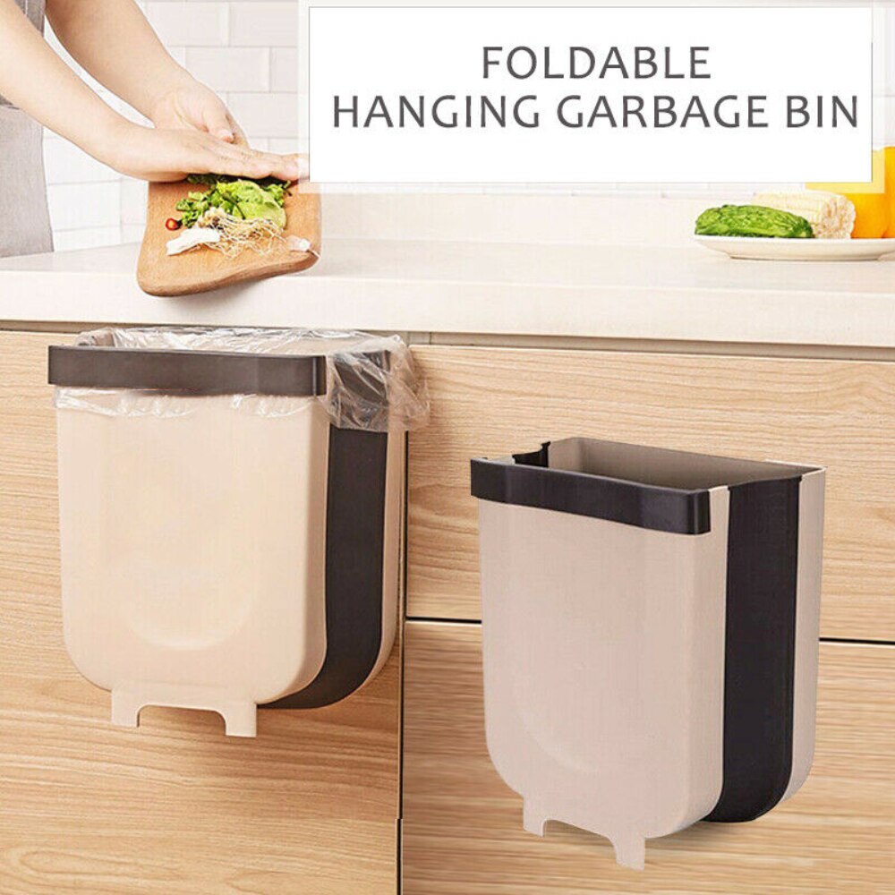 2020 Newest Hot Creative Wall Mounted Folding Waste Bin Kitchen Cabinet Door Hanging Trash Can Waste Bins