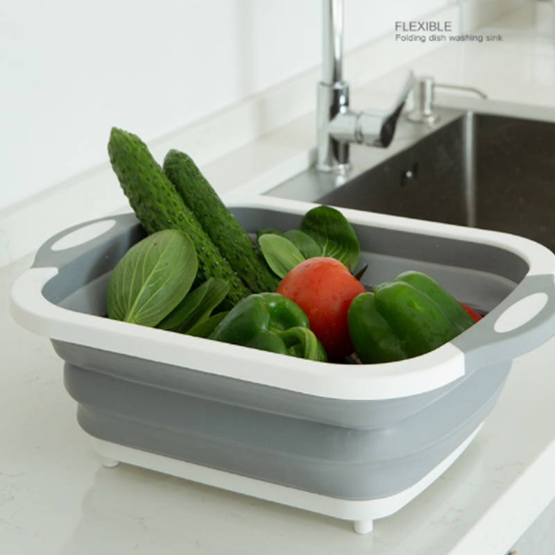 Multi-function 3 In 1 Folding Cutting Board Kitchen Foldable Drain Basket Chopping Blocks Washing Basket Kitchen Organizer