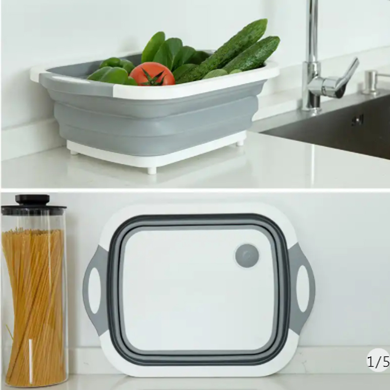 Multi-function 3 In 1 Folding Cutting Board Kitchen Foldable Drain Basket Chopping Blocks Washing Basket Kitchen Organizer