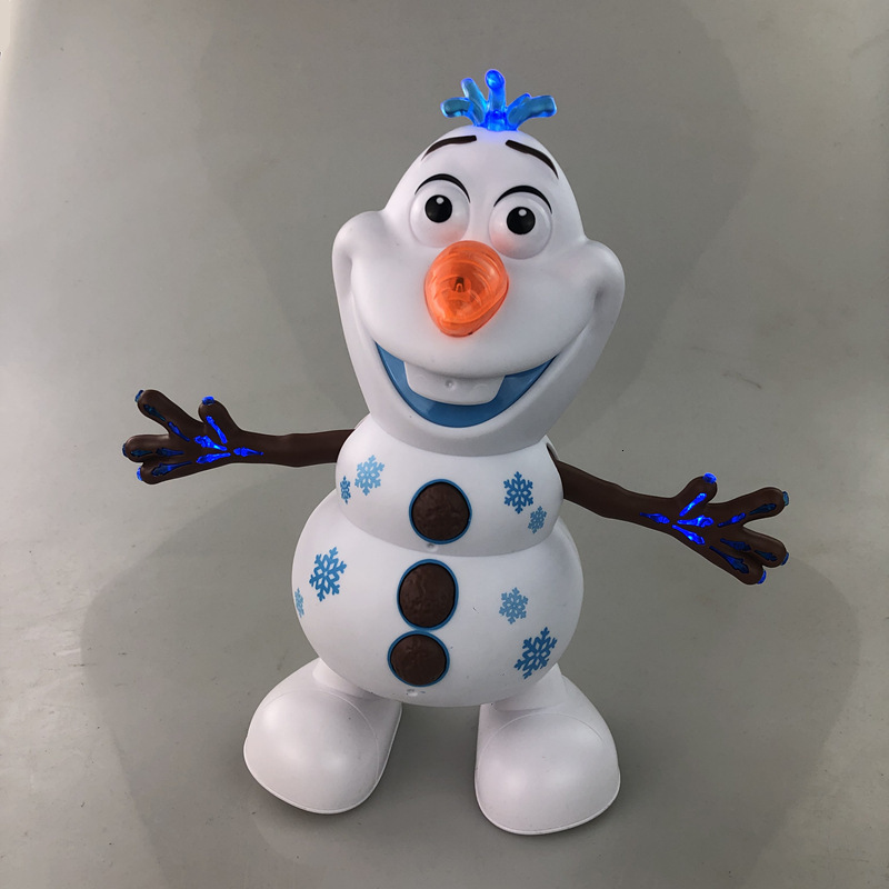 Frozen Dancing Snowman Olaf Robot With Led Music Flashlight Electric Action Figure Model Kids Toy Animatronics Figurine