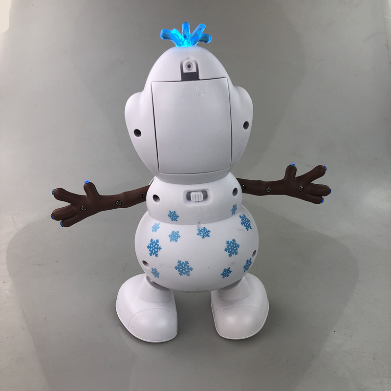 Frozen Dancing Snowman Olaf Robot With Led Music Flashlight Electric Action Figure Model Kids Toy Animatronics Figurine