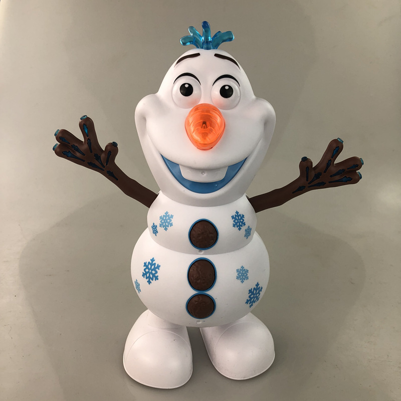 Frozen Dancing Snowman Olaf Robot With Led Music Flashlight Electric Action Figure Model Kids Toy Animatronics Figurine