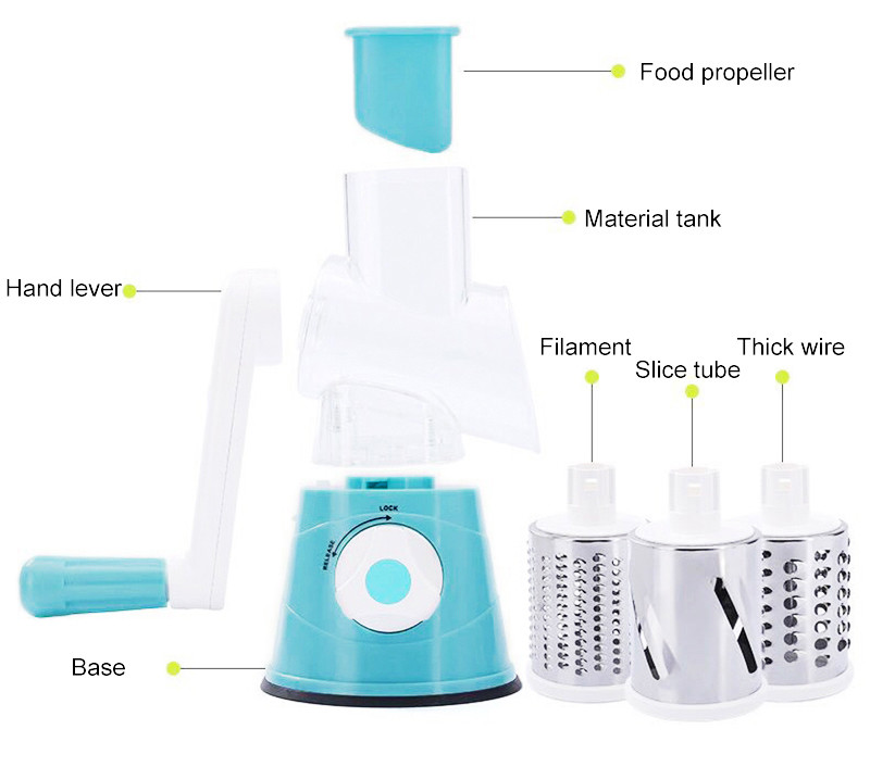 Manual Vegetable Cutter Slicer Kitchen Accessories Multifunctional Round Mandoline Slicer Potato Cheese Chopper Grater Gadgets