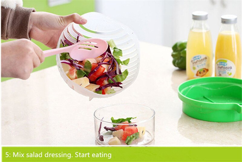 Creative Salad Cutting Bowl 60Second Salad Cutter Bowl Kitchen Gadget Fruit Vegetable Chopper Slicers Cutter Salad Maker