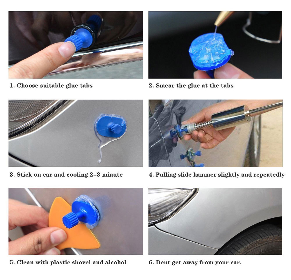 PDR Tools Car Paintless Dent Removal Tool Kit Dent Repair Puller Kit Slide Reverse Hammer Glue Tabs Suction Cups For Hail Damage