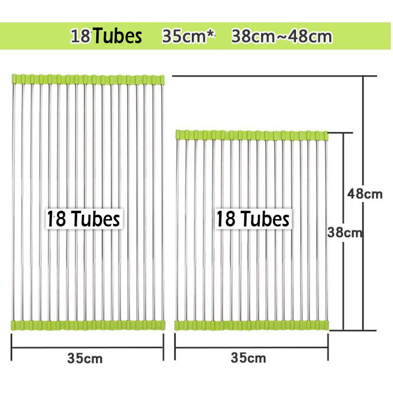 Stainless steel Collapsible Over The Sink Dish Drying Rack 48cm Vegetables Cup Folded Drainer Pots Mat Kitchen Storage Organizer