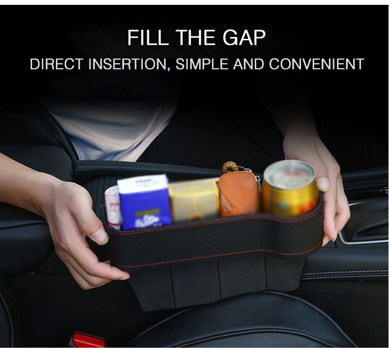 Storage Box Car Organizer Seat Gap PU Case Pocket Car Seat Side Slit for Wallet Phone Coins Cigarette Keys Cards For Universal