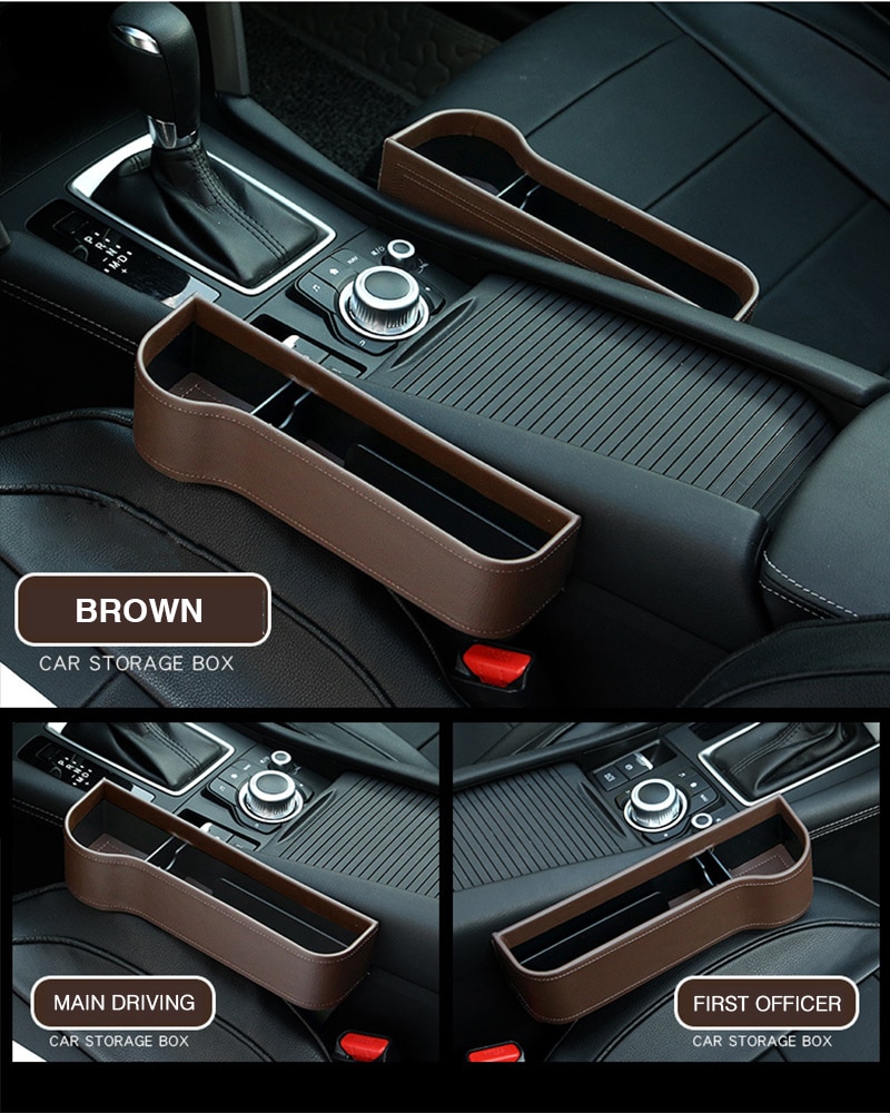 Storage Box Car Organizer Seat Gap PU Case Pocket Car Seat Side Slit for Wallet Phone Coins Cigarette Keys Cards For Universal