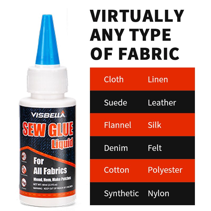 VISBELLA 60ml Sew Glue Liquid Cloth Glue Secure Stitch Suitable For Cloth Sewing Liquid Glue For All Fabrics Repair Hand Tools