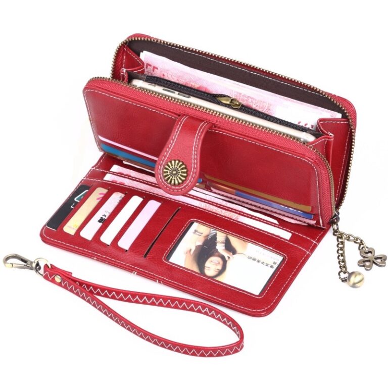 Women's Long Leather Cell Phone Wallet Large Capacity Funiyou