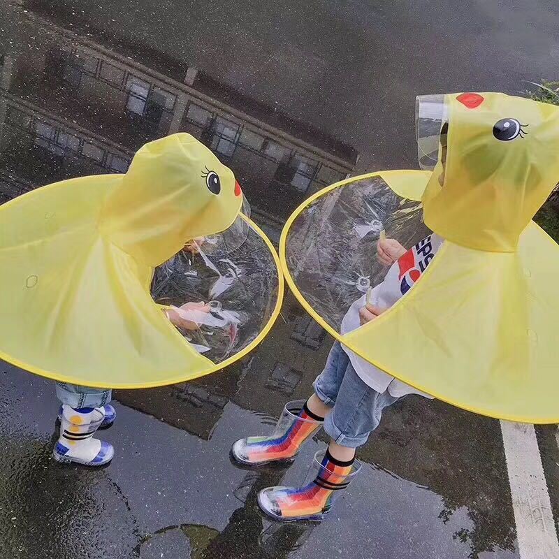 PPXX Yellow Duck Cartoon Children Raincoat Jacket Waterproof Outfit Rain Cover Baby Kids Poncho Cloak