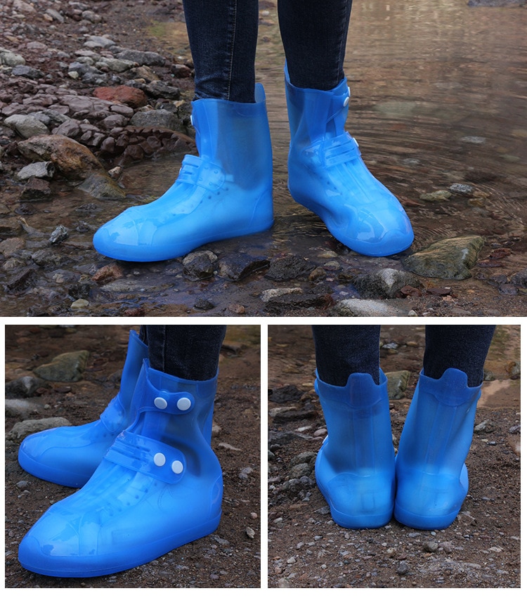 Lizeruee Waterproof Protector Shoes Boot Cover Unisex Buckle Rain Shoe Covers High-Top Anti-Slip Thicken Rain Shoes Cases