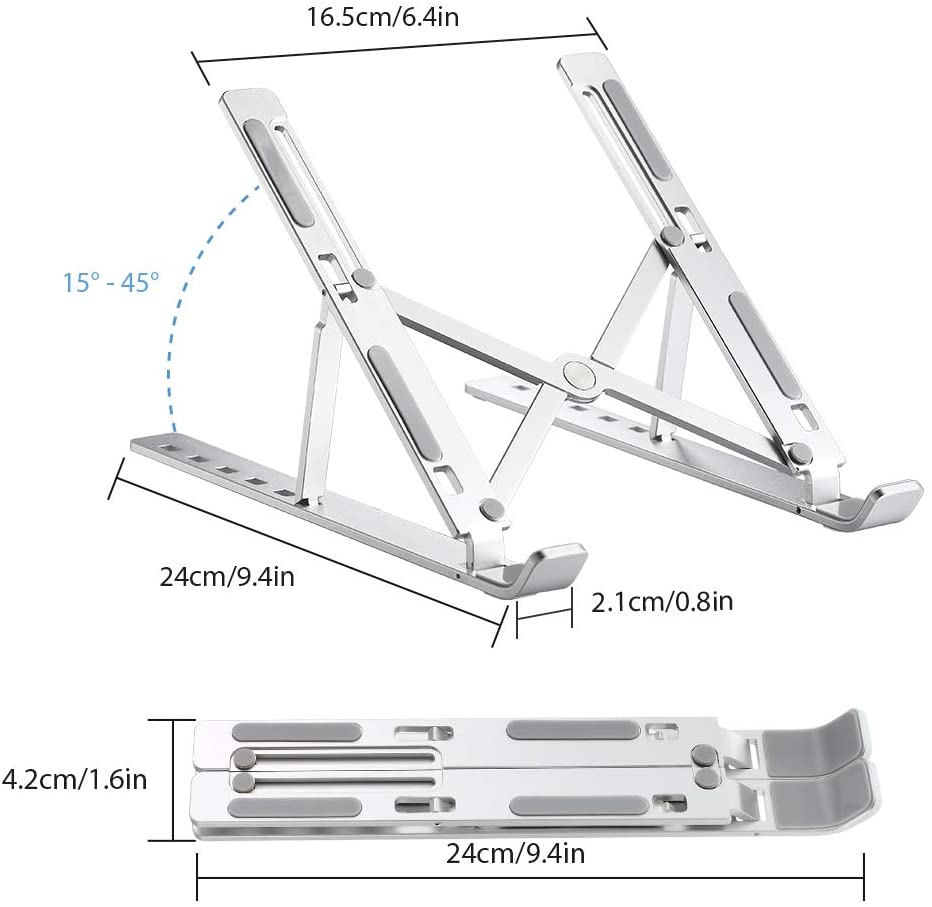 Portable Foldable Laptop Stand Ergonomic Adjustable Aluminum Laptop Holder For MacBook Air Pro 10-15.6” Notebook Computer Stand