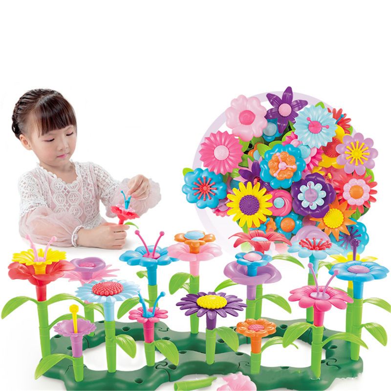 Children Kids Flower Garden Building Toys Build Bouquet Floral Arrangement Playset Toddlers Boy Girls Gardening Educational Gift