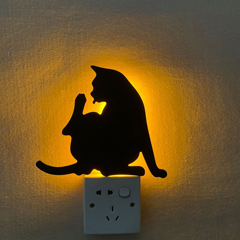 Lanpulux USB Black Cat Wall Lamp Kids Motion Control Sleep Night Light Bedroom Decoration Cartoon Unicorn Dinosaur Dog Boy LED