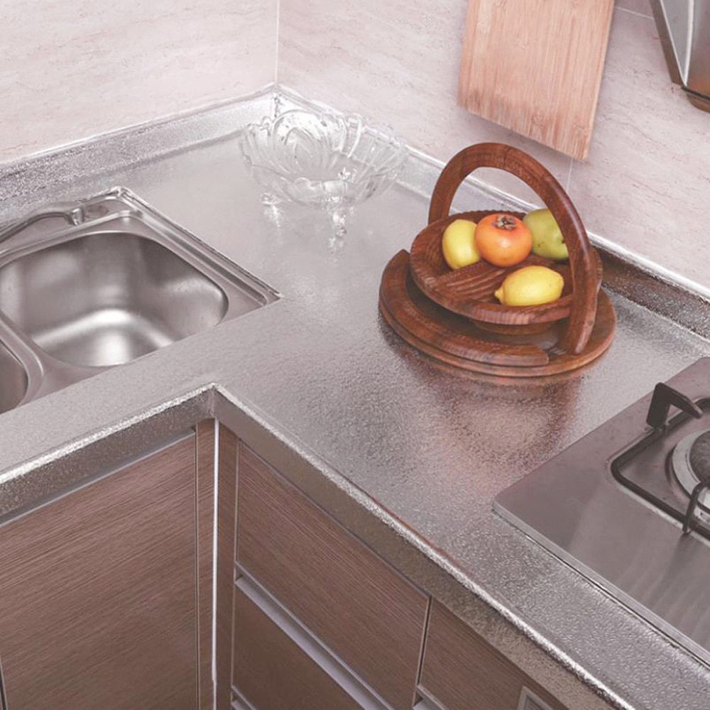 Wide 40/60cm Kitchen Wall Sticker Aluminum Foil Waterproof Removable Self Adhesive Oil Proof Wallpaper Wall Sticker