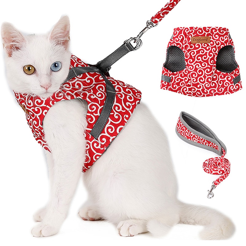 Japanese Style Cat Vest Harness Leash Set Breathable Mesh Vest Collar For Cats Outdoor Kitten Walking Leash Dropshipping
