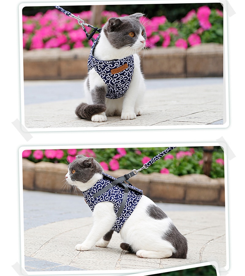 Japanese Style Cat Vest Harness Leash Set Breathable Mesh Vest Collar For Cats Outdoor Kitten Walking Leash Dropshipping