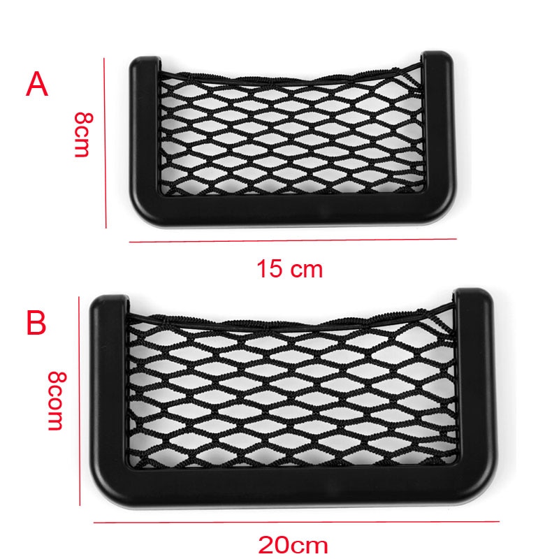 Universal Black Car Net Bag Phone Holder Storage Pocket Organizer Car Mesh Net Holder Pocket for wallet, keys, pens, and MORE