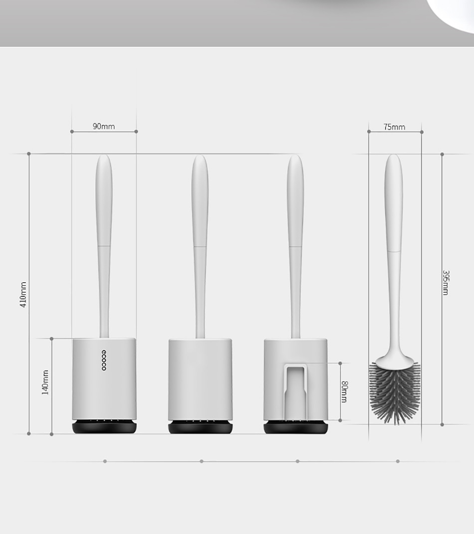 Silicone Toilet Brush Soft Bristle Wall-mounted Bathroom Toilet Brush Holder Set Clean Tool Durable ThermoPlastic Rubber