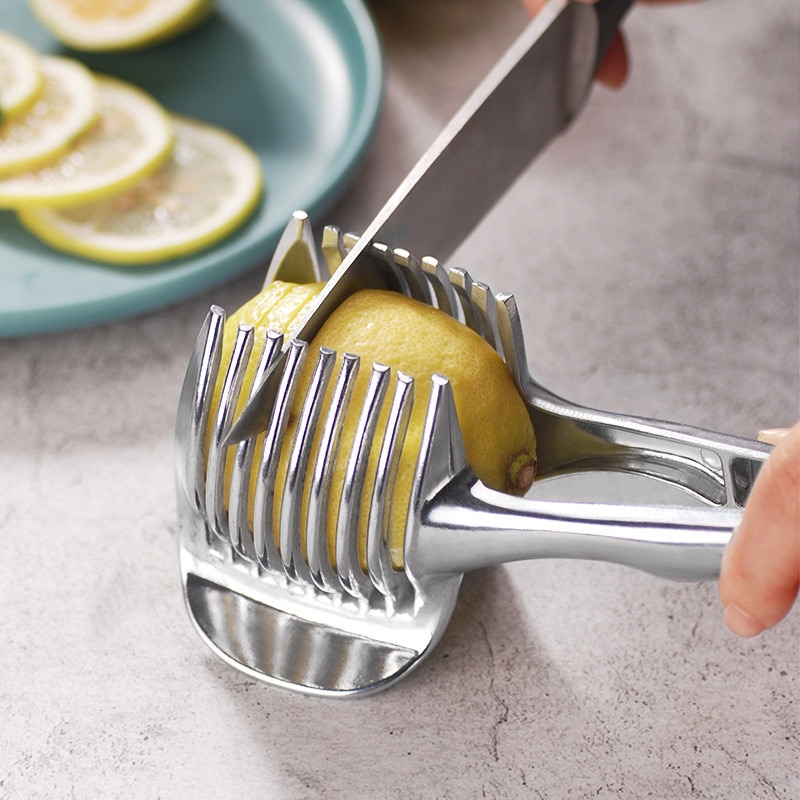 Stainless Steel Potato Slicer Tomato Cutter Tool Shreadders Fruit Lemon Cutting Holder Slice Cooking Tools Kitchen Accessories