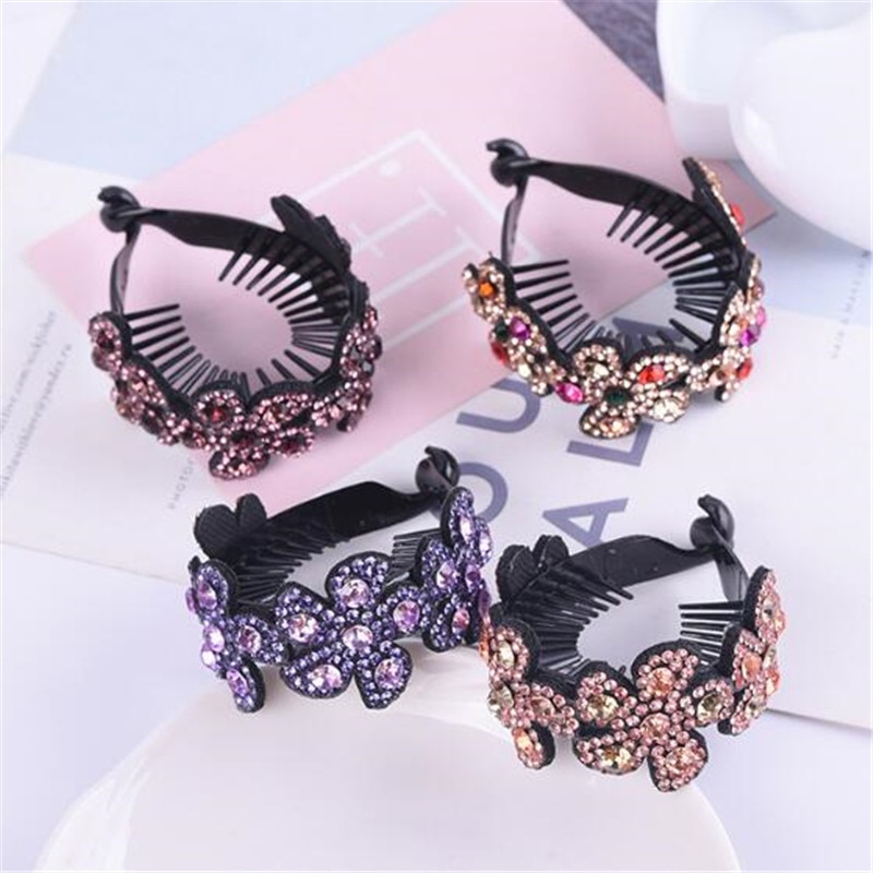 New Meatball Hair Accessories Women Hair Claws Headwear Rhinestone Flower Hairpin Bird Nest Floral Twist Clip Bun maker