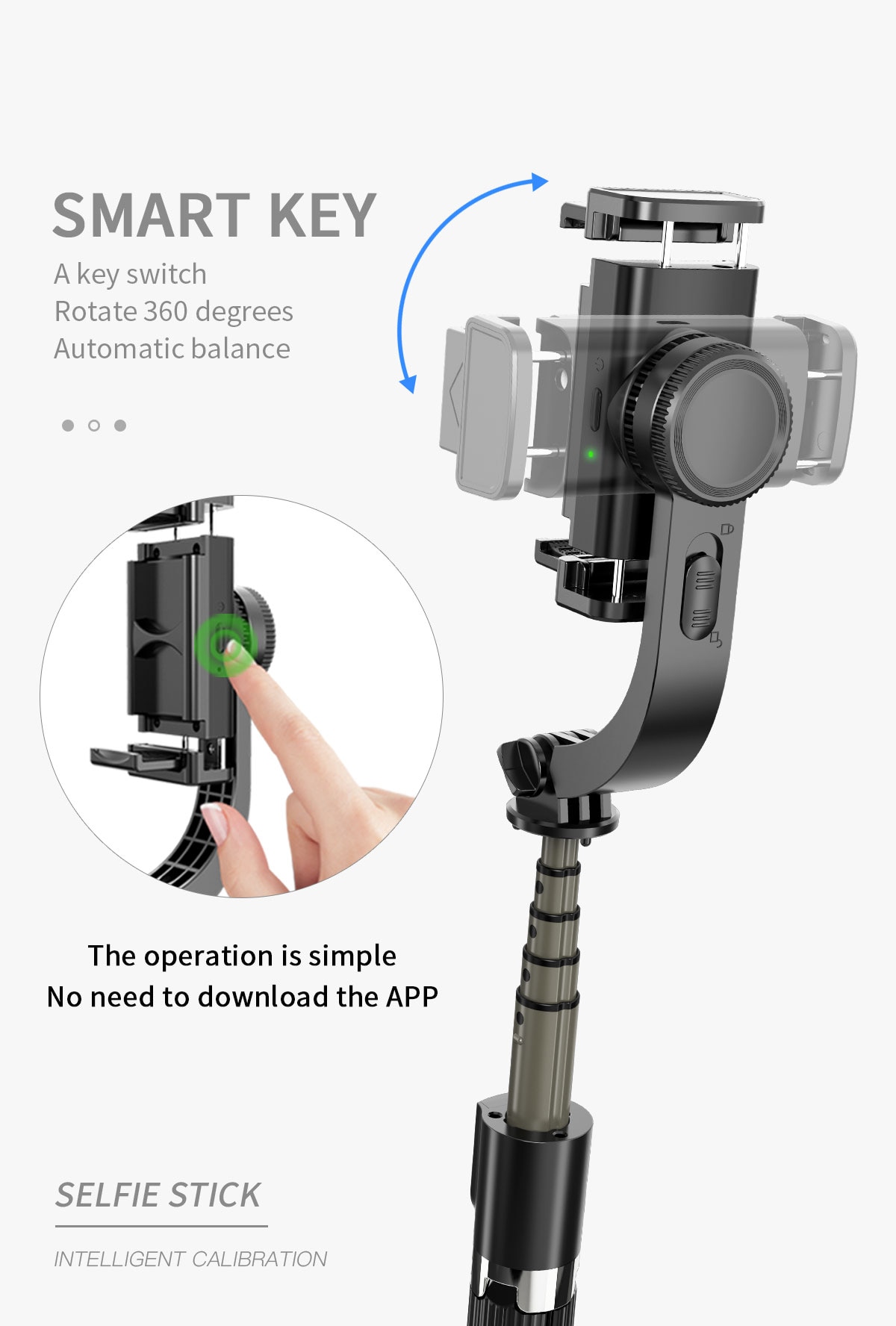 Handheld Gimbal Stabilizer Anti-Shake Selfie Stick Bluetooth Remote Control Tripod 360 Degree Smart Phone Holder For IOS Android