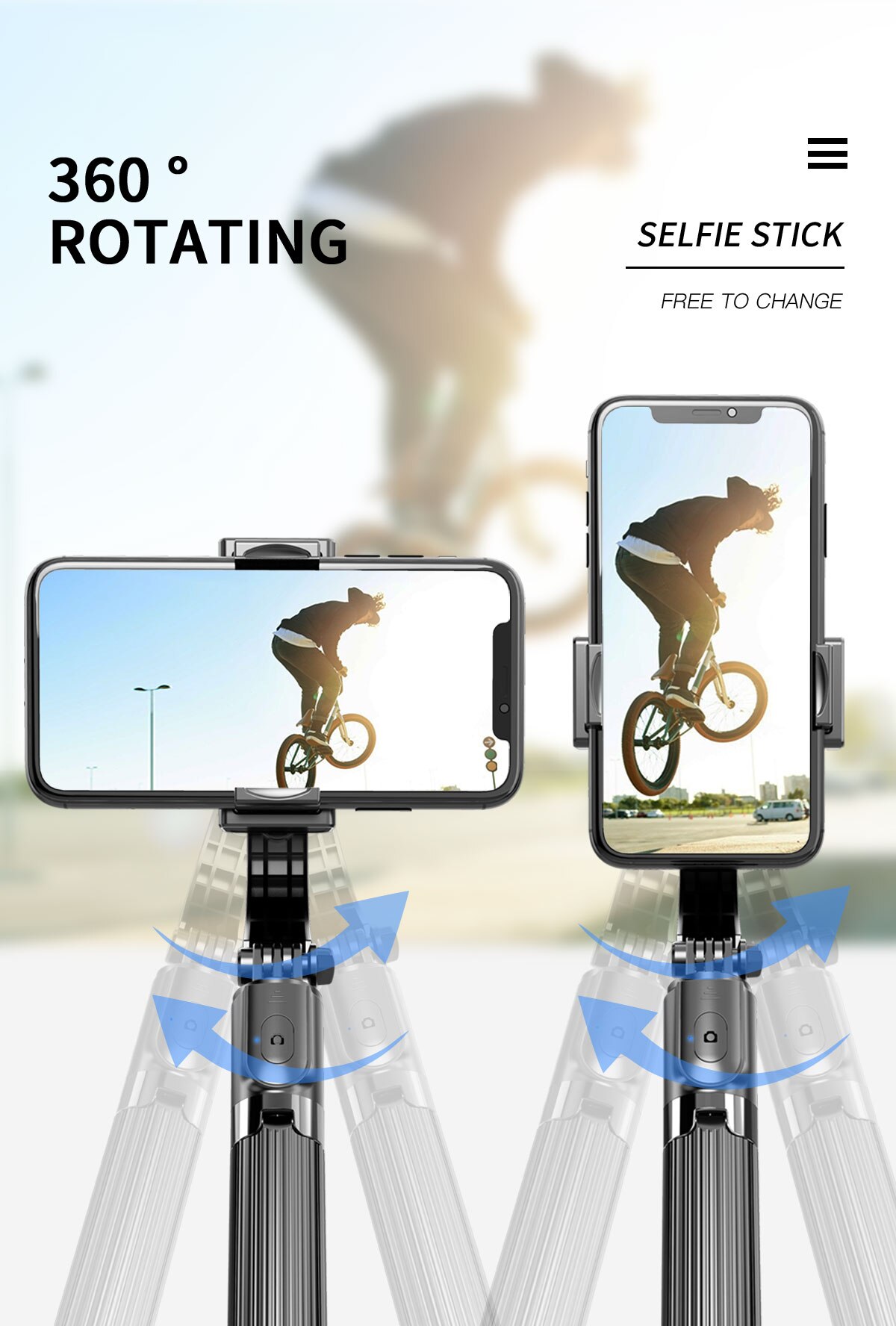 Handheld Gimbal Stabilizer Anti-Shake Selfie Stick Bluetooth Remote Control Tripod 360 Degree Smart Phone Holder For IOS Android