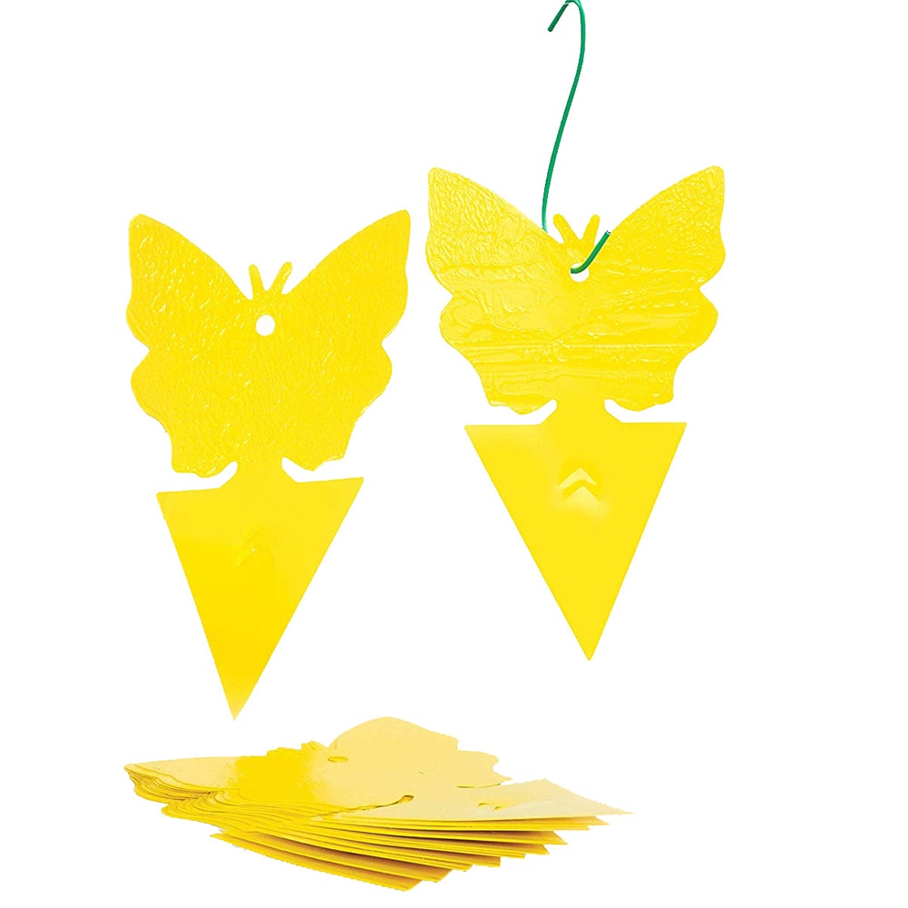 Yellow Butterfly Shaped Insect Pest Control Garden Strong Glue Plant Sticky Traps For Aphids Dual Sided Fruit Fly Fungus Gnats
