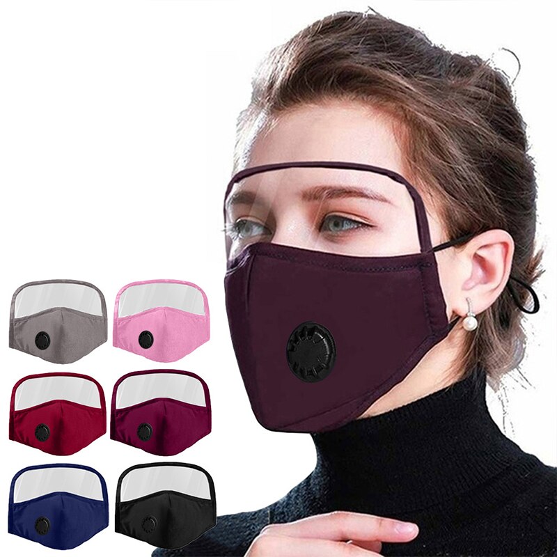 Cotton Maska Outdoor Protective Breathing Valve Facemask With Eyes Shield+2 Filters Pollution Masque Safety Mascarilla Mascarar