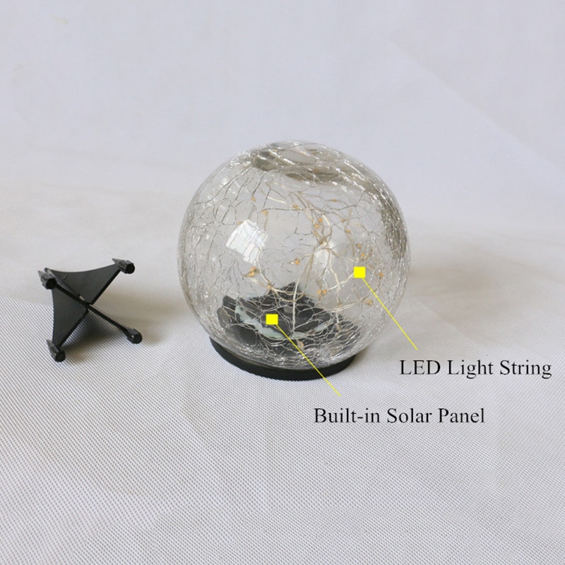 Cracked Glass Ball LED Solar Light Solar Power Garden Light Outdoor Waterproof Ground Lamp Buried Light for Path Yard Lawn