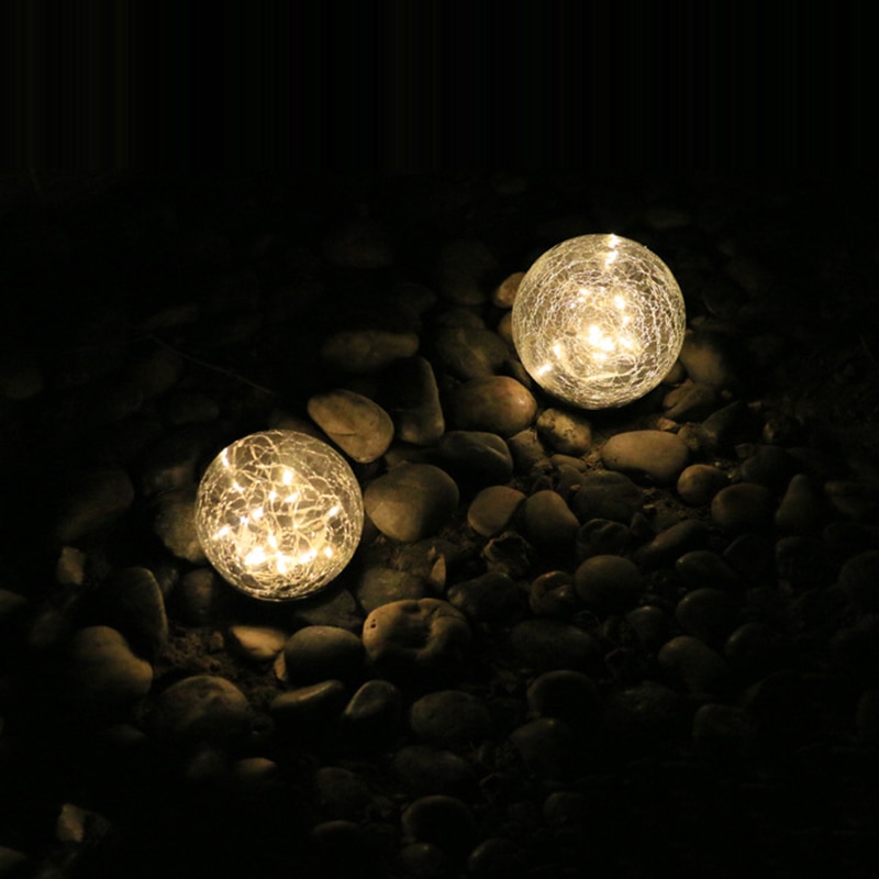 Cracked Glass Ball LED Solar Light Solar Power Garden Light Outdoor Waterproof Ground Lamp Buried Light for Path Yard Lawn