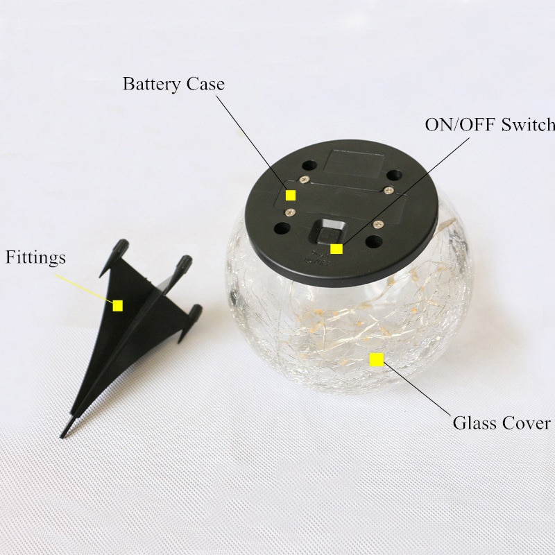 Cracked Glass Ball LED Solar Light Solar Power Garden Light Outdoor Waterproof Ground Lamp Buried Light for Path Yard Lawn