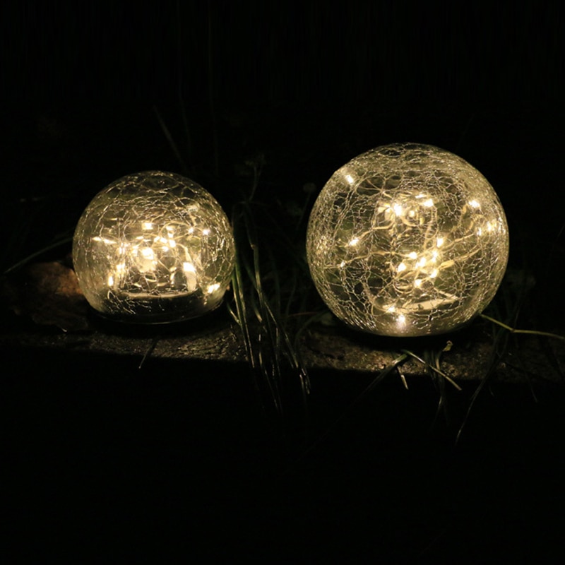 Cracked Glass Ball LED Solar Light Solar Power Garden Light Outdoor Waterproof Ground Lamp Buried Light for Path Yard Lawn